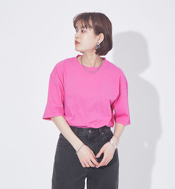 Rouge vif「ピースダイコットンチュニックTシャツ」|Tシャツ・カットソー|ピンク