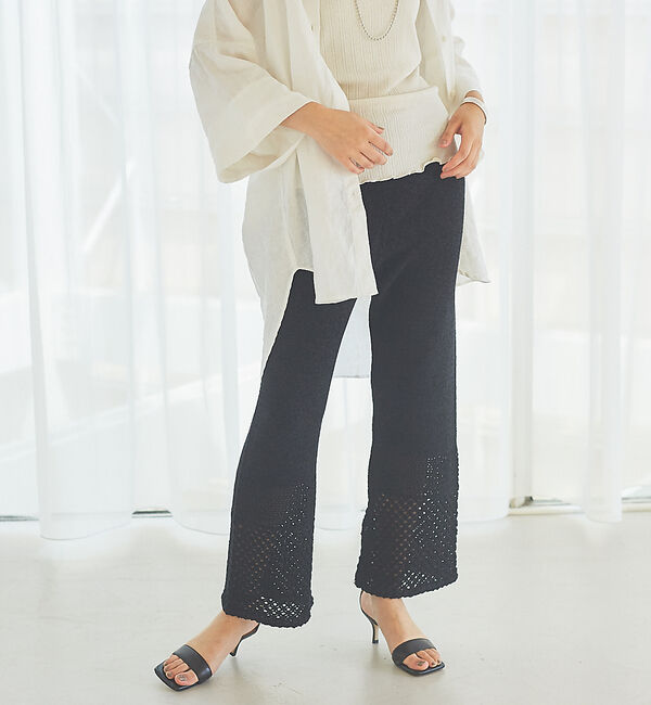 Rouge vif「レーシーニットパンツ」|その他|ブラック