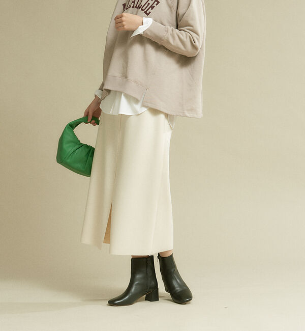 Rouge vif「フェイクメルトンジャージータイトスカート」|スカート|アイボリー