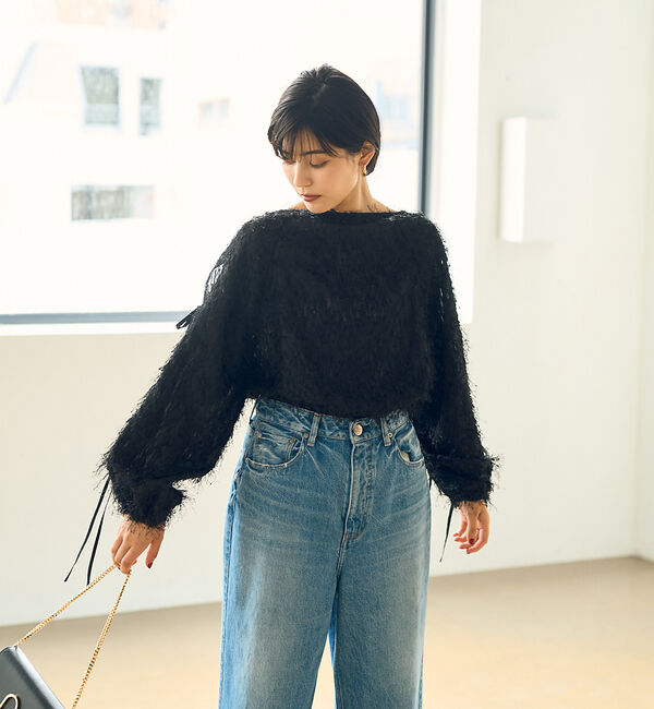 Rouge vif「フェザージャガードスリーブリボンブラウス」|シャツ・ブラウス|