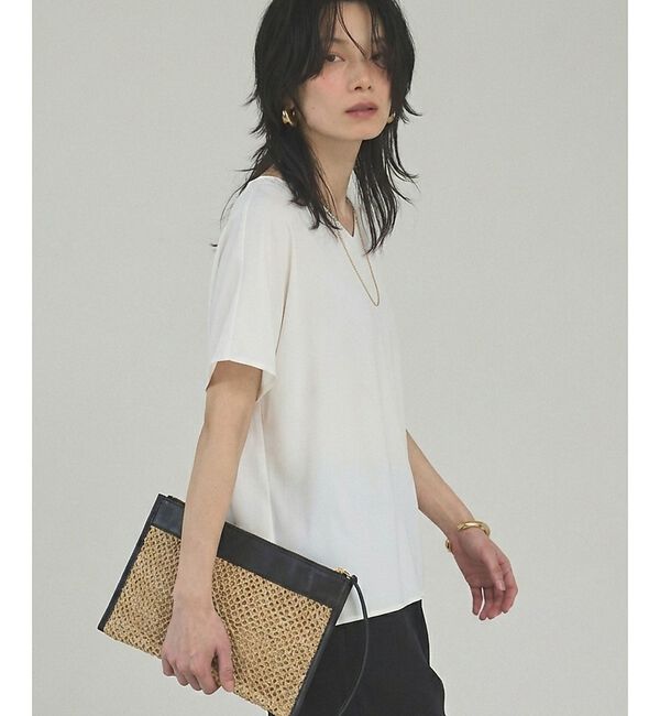 qualite「【接触冷感＆吸水速乾】クールサテンブラウス/セットアップ対応」|シャツ・ブラウス|オフホワイト