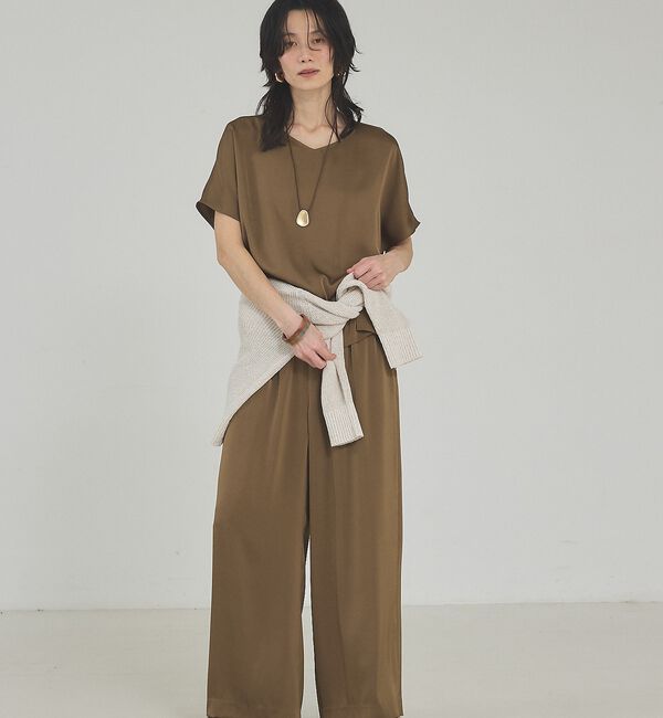 qualite「【接触冷感＆吸水速乾】クールサテンブラウス/セットアップ対応」|シャツ・ブラウス|