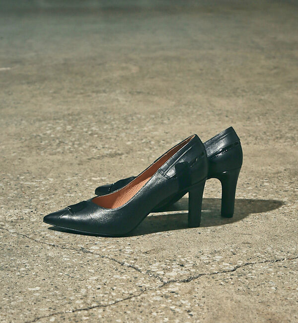 AU BANNISTER「ポインテッドパッチワーク8cmヒールパンプス」|パンプス|ブラック