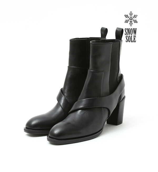 AU BANNISTER「【スノーソール】変形サイドゴアヒールブーツ」|ショートブーツ|ブラック