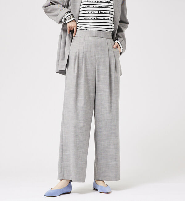 abahouse mavie「【LEE掲載・セットアップ対応】メランジ調ストレートパンツ/リネンライクタックス」|その他|グレー