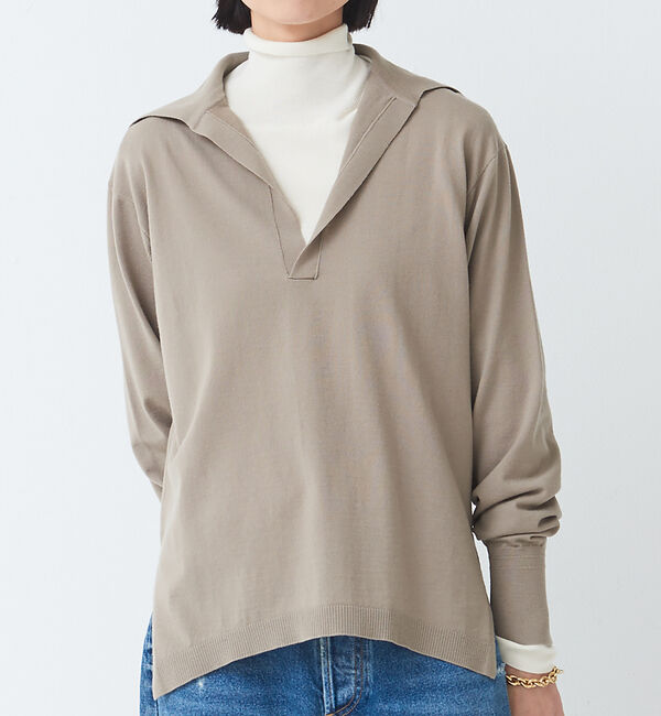 The Store by C' 「【COCUCA】スキッパープルオーバー」|ニット・セーター|ベージュ