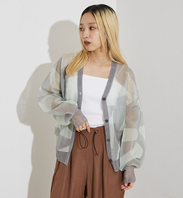 NOMINE「ジャガード シアー ニットカーディガン」|カーディガン|