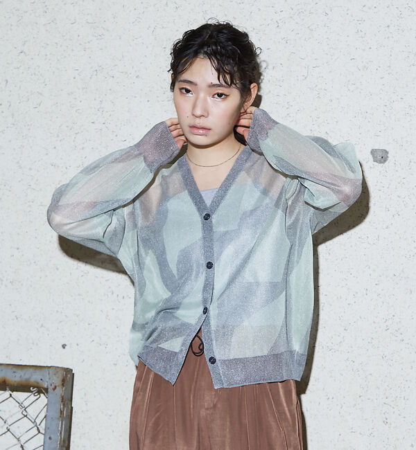 NOMINE「ジャガード シアー ニットカーディガン」|カーディガン|