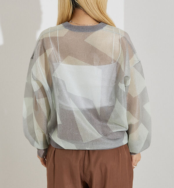 NOMINE「ジャガード シアー ニットカーディガン」|カーディガン|