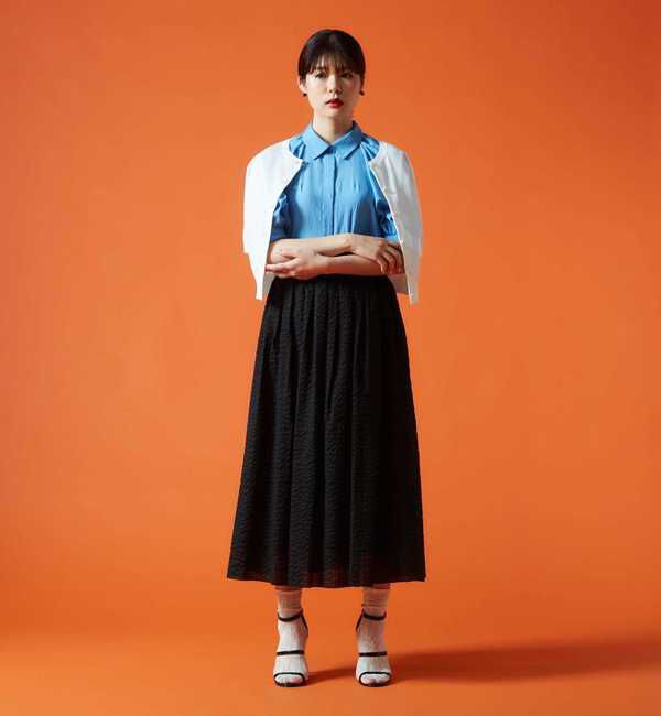 TIARA「タックロングスカート」|スカート|ブラック