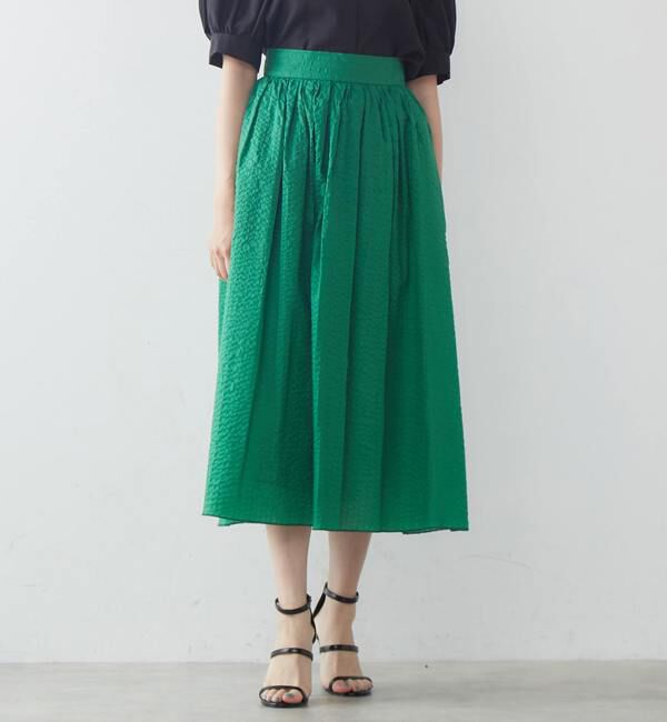 TIARA「タックロングスカート」|スカート|グリーン