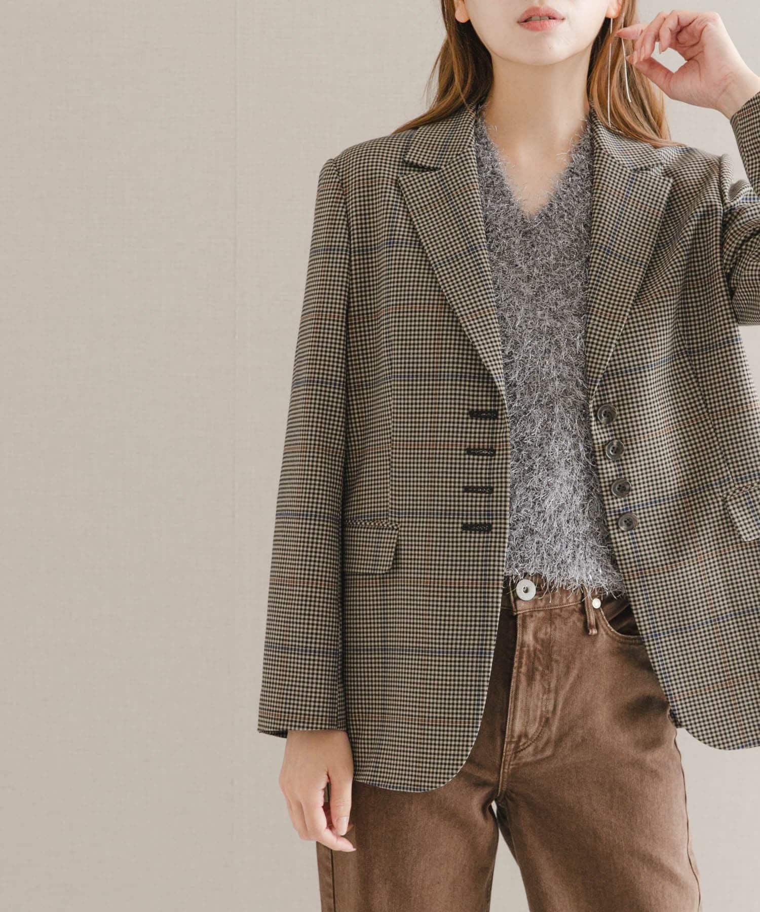 URBAN RESEARCH ROSSO「チェックテーラードジャケット」|その他|ブラウン系その他