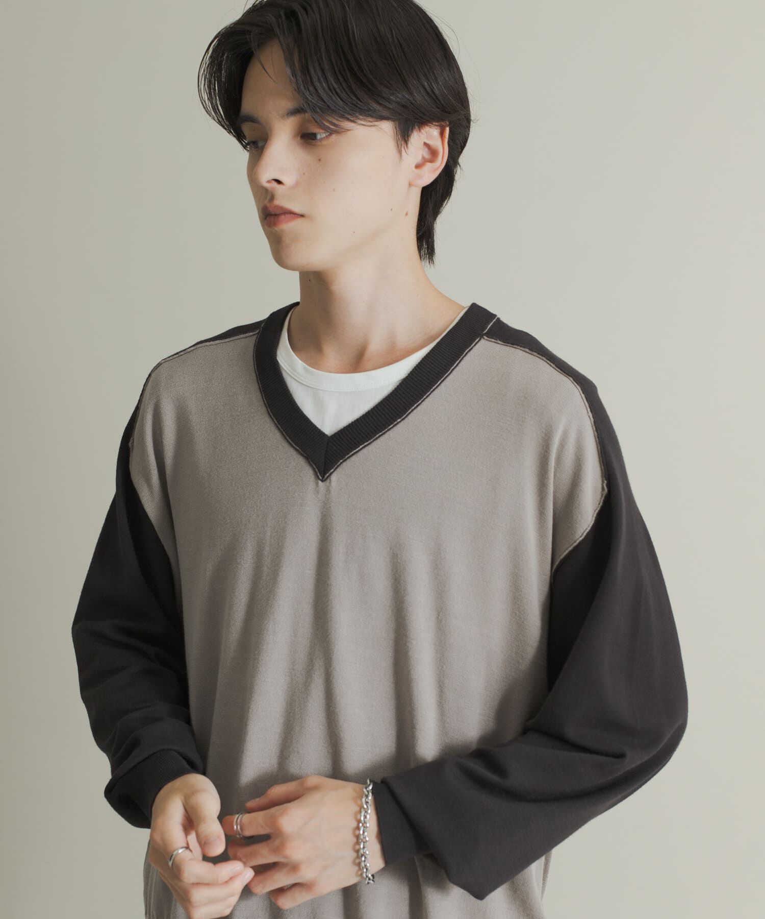 SENSE OF PLACE by URBAN RESEARCH「ハイショクVネックニット」|ニット・セーター|グレー