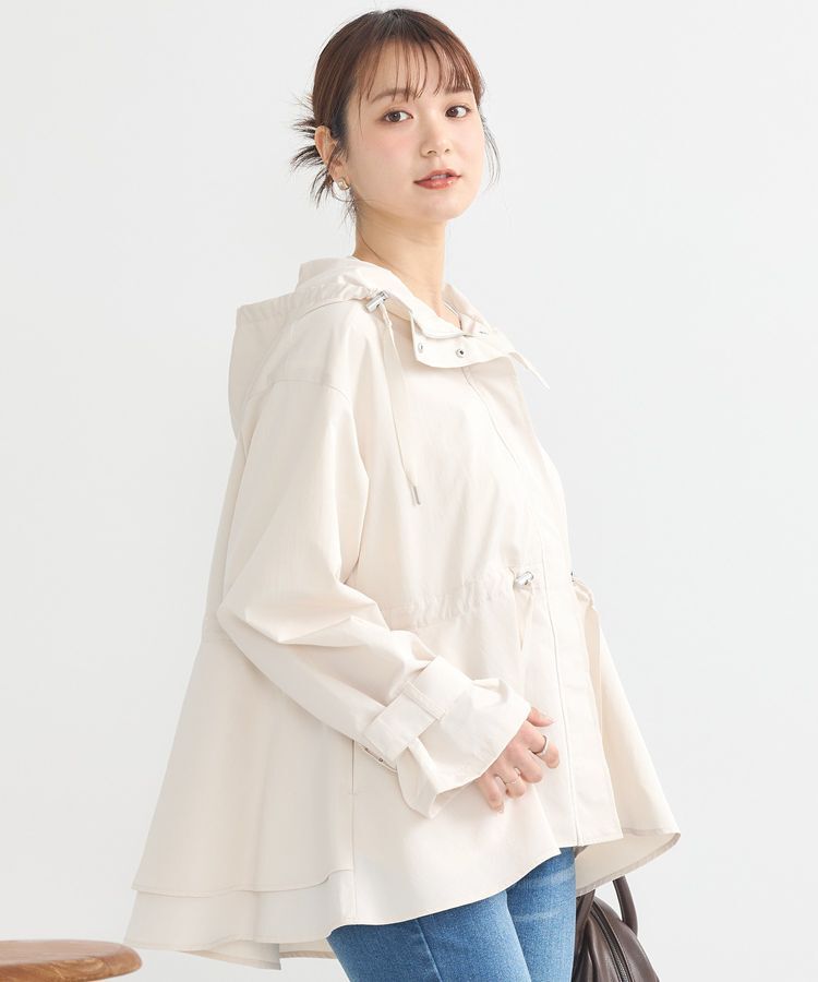 earth music&ecology「ドロストペプラムマウンテンパーカー」|ブルゾン・スタジャン|Ivory