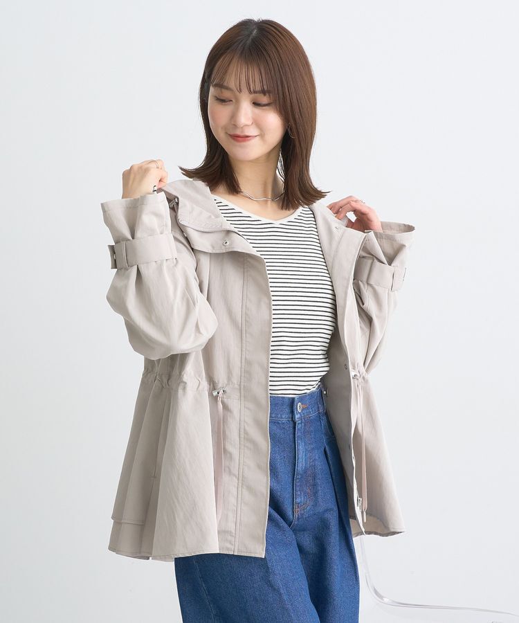 earth music&ecology「ドロストペプラムマウンテンパーカー」|ブルゾン・スタジャン|