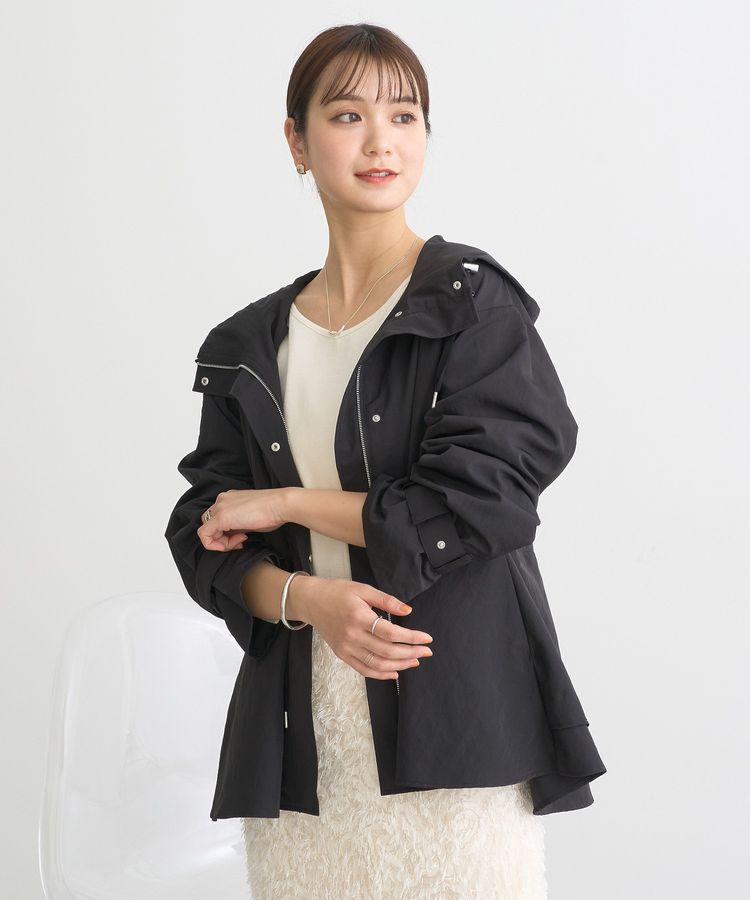 earth music&ecology「ドロストペプラムマウンテンパーカー」|ブルゾン・スタジャン|Black