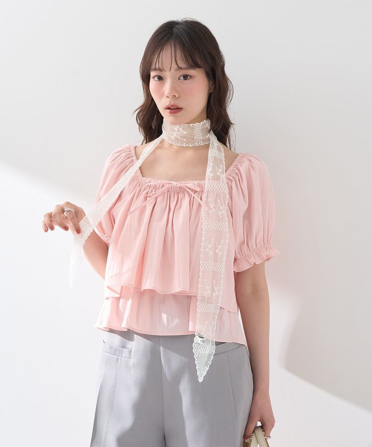 earth music&ecology「スクエアフロントリボンブラウス」|シャツ・ブラウス|