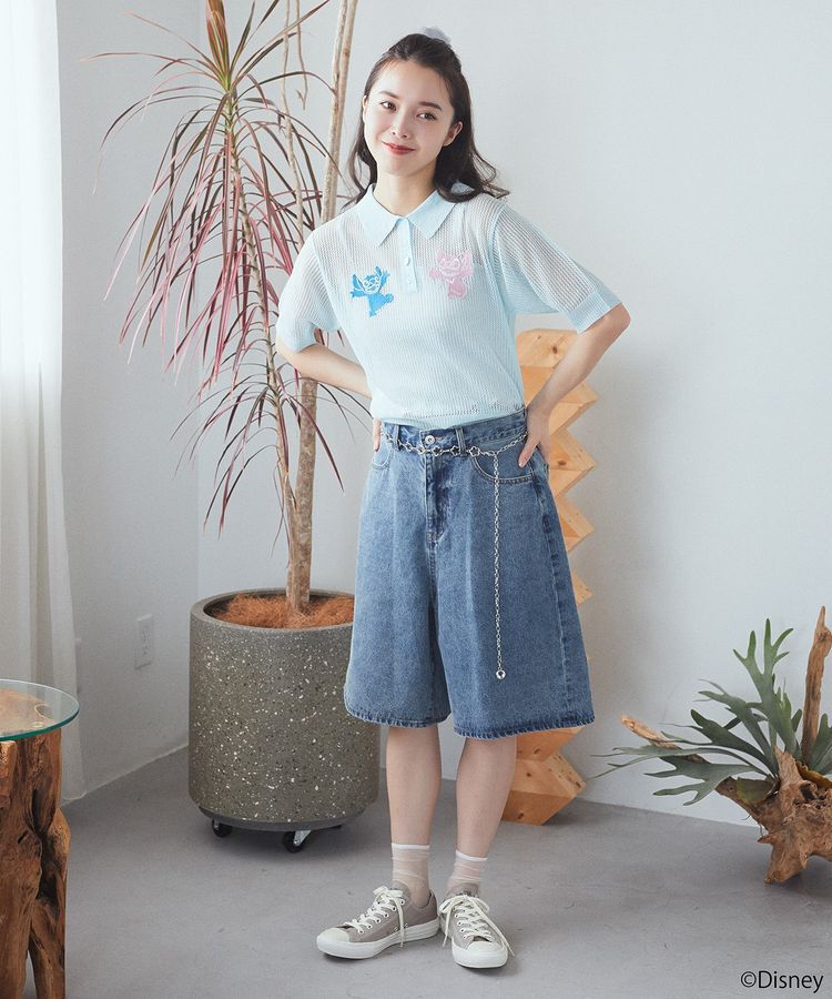 earth music&ecology「スティッチ/刺繍ハートボタンニットポロシャツ」|ニット・セーター|