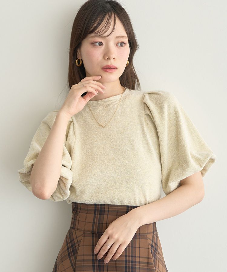 earth music&ecology「ラメモールパフスリニットプルオーバー」|ニット・セーター|Ivory