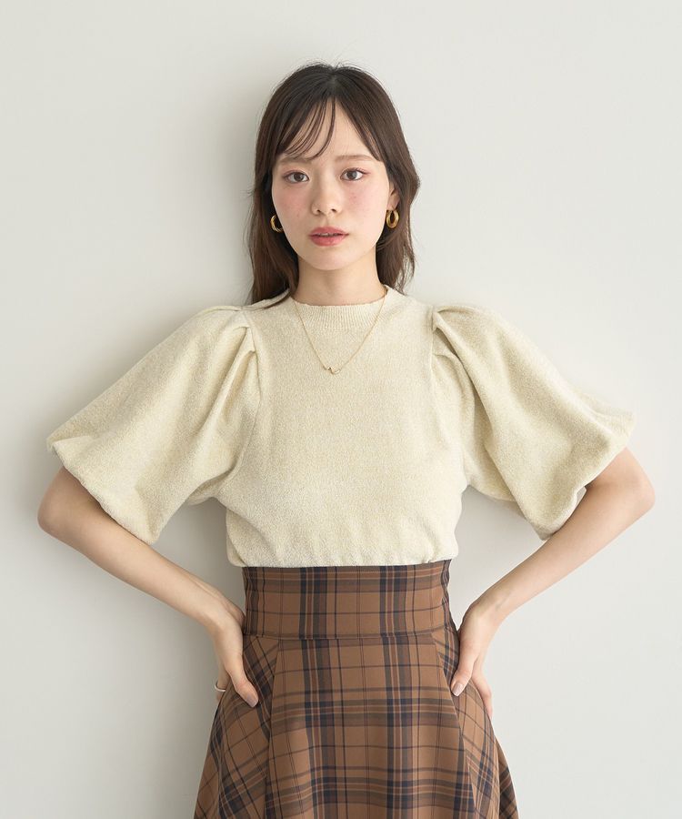 earth music&ecology「ラメモールパフスリニットプルオーバー」|ニット・セーター|