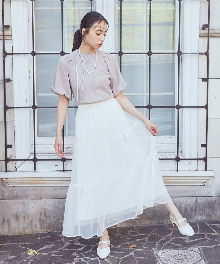 earth music&ecology「ラメモールパフスリニットプルオーバー」|ニット・セーター|