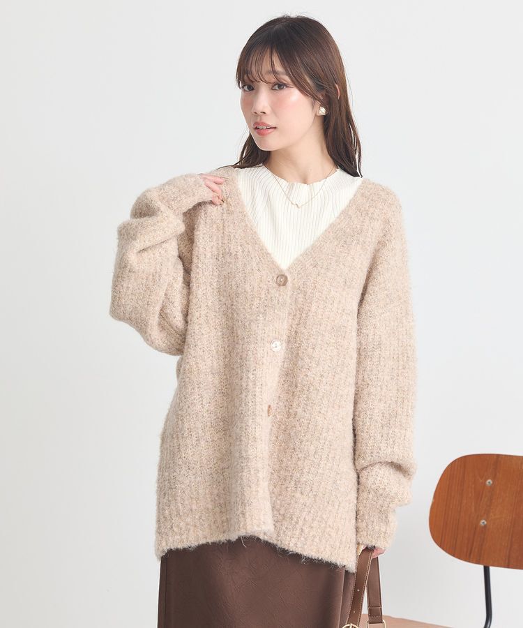 earth music&ecology「MIXカラーブークレカーディガン」|カーディガン|