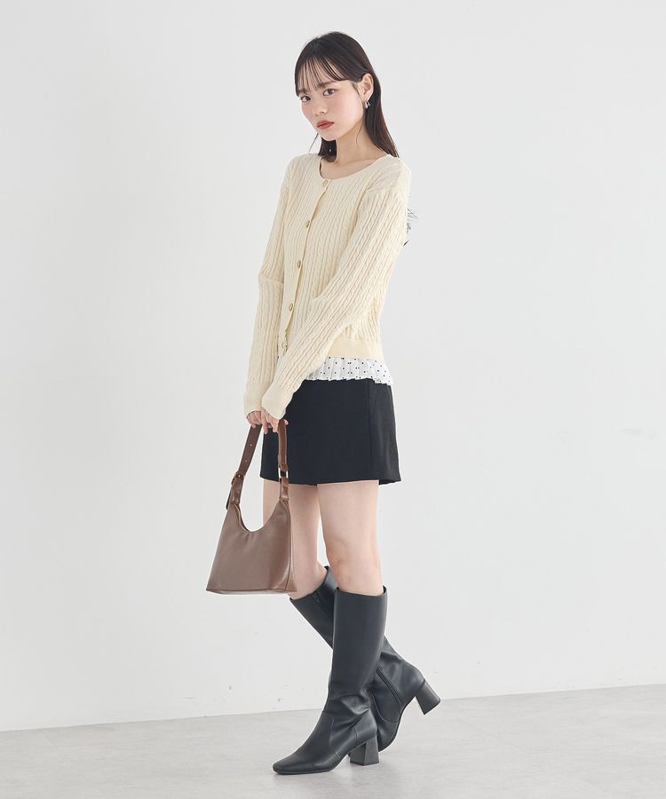 earth music&ecology「プリーツレイヤーケーブルニットカーディガン」|カーディガン|