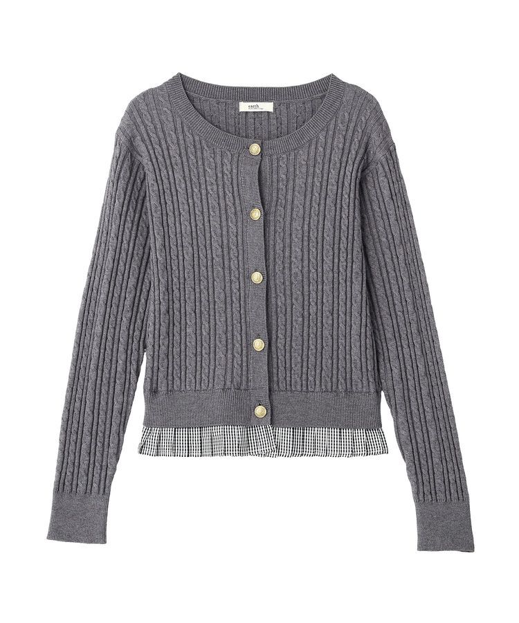 earth music&ecology「プリーツレイヤーケーブルニットカーディガン」|カーディガン|