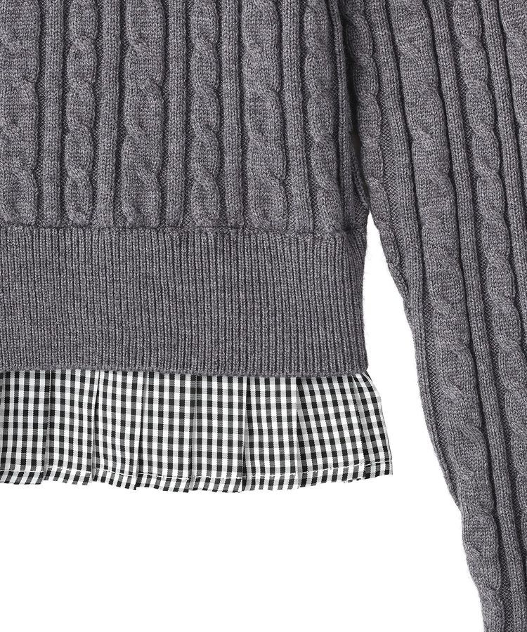 earth music&ecology「プリーツレイヤーケーブルニットカーディガン」|カーディガン|