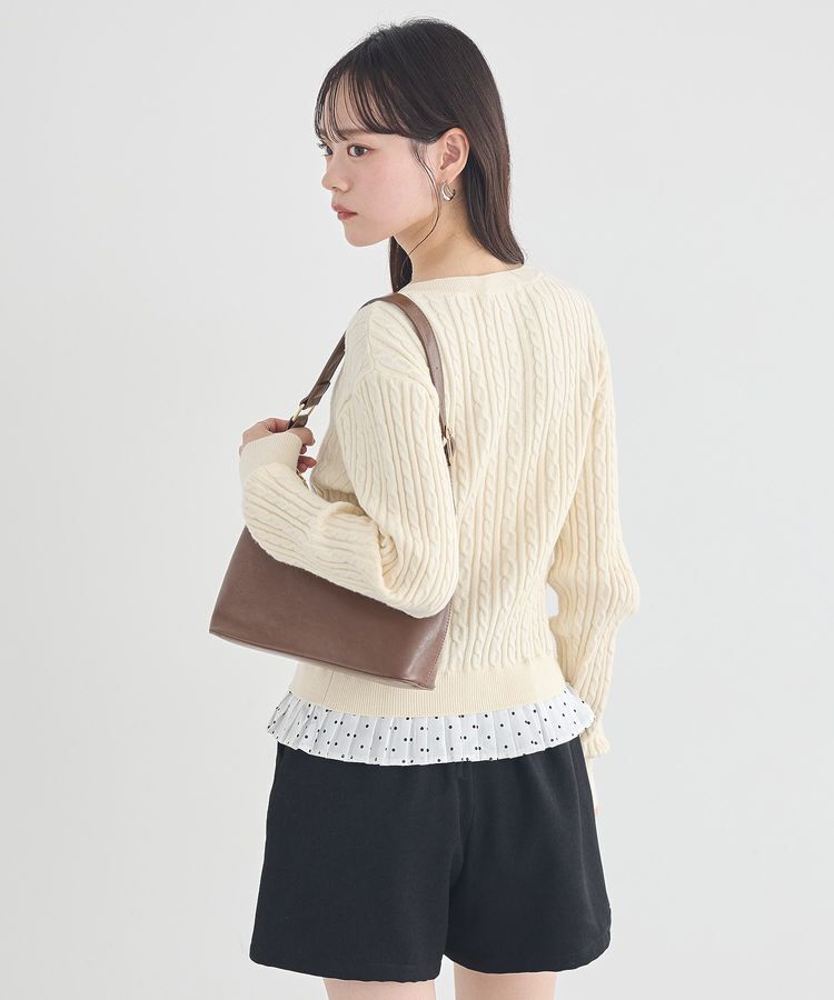 earth music&ecology「プリーツレイヤーケーブルニットカーディガン」|カーディガン|