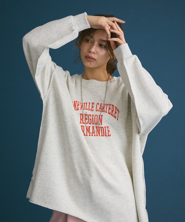 Green Parks「裏起毛配色ステッチロゴチュニック」|スウェット・ジャージ|