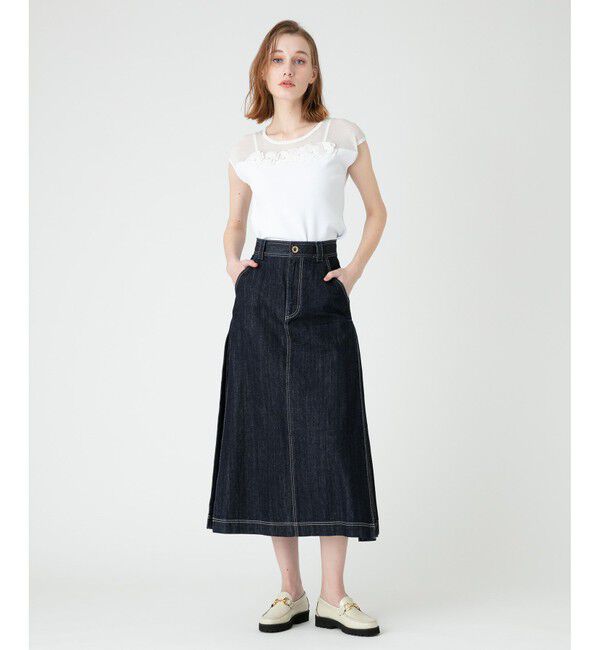 LOULOU WILLOUGHBY「【LOULOU WILLOUGHBY】サイドタックロングデニムスカート」|スカート|