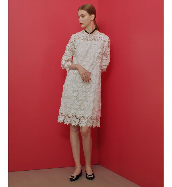 LOULOU WILLOUGHBY「【LOULOU WILLOUGHBY】ケミカルフラワーレースワンピース」|ワンピース|