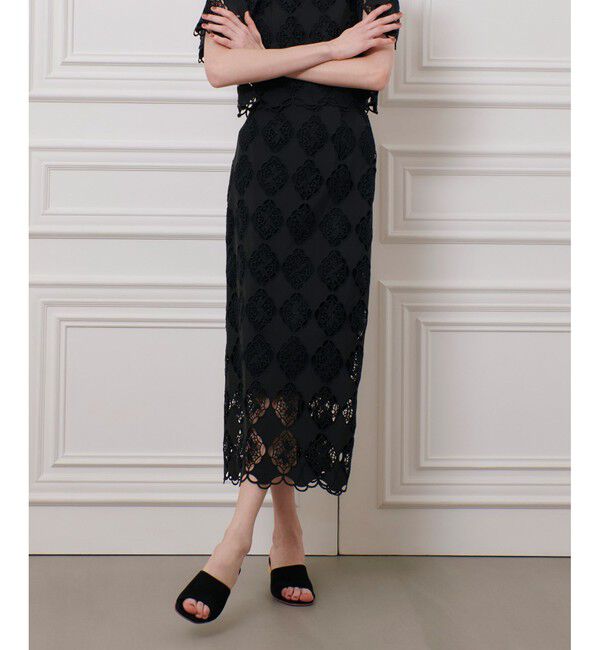 LOULOU WILLOUGHBY「【LOULOU WILLOUGHBY】タフタシシュウタイトスカート」|タイト|