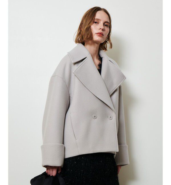 allureville「メルトンコクーンミドルコート」|ダッフルコート|グレージュ