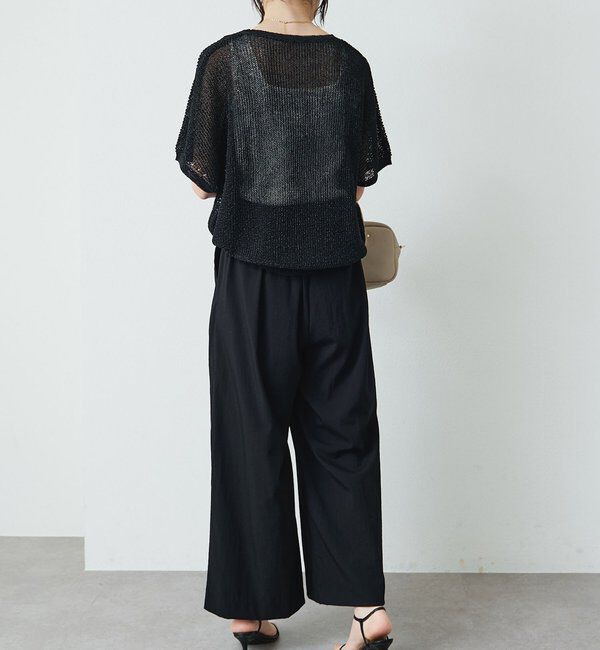  「アイレットデザインテープヤーンハーフスリーブニット」|ニット・セーター|