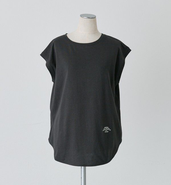  「【汗ジミ防止加工】ワンポイントロゴ刺繍フレンチスリーブTシャツ」|Tシャツ・カットソー|