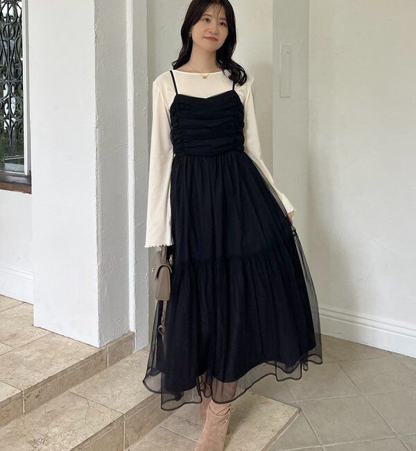  「後ろリボン2wayニットSETワンピ」|ワンピース|