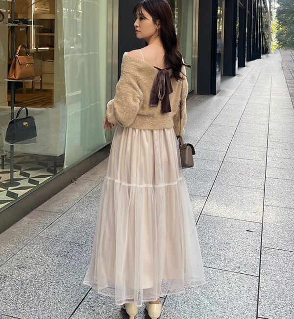  「後ろリボン2wayニットSETワンピ」|ワンピース|