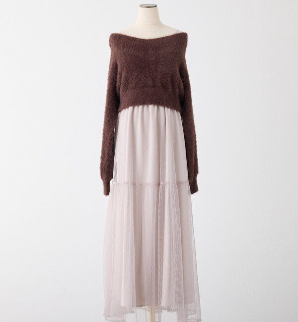  「後ろリボン2wayニットSETワンピ」|ワンピース|