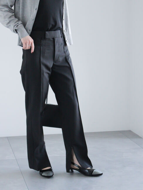 Te chichi「ファスナースリットスリムストレート」|その他|ブラック