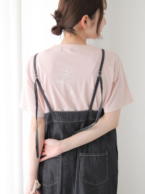 Te chichi TERRASSE「【接触冷感】ドローイングフラワーTシャツ」|Tシャツ・カットソー|ピンク