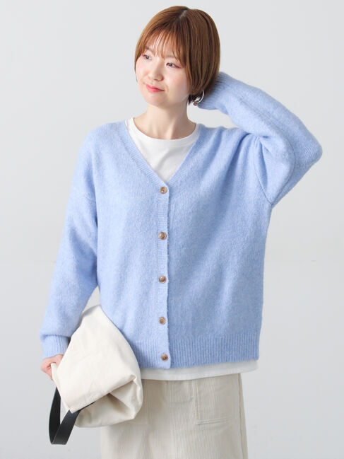 Lugnoncure「ウール混ふわふわVネックカーディガン」|カーディガン|