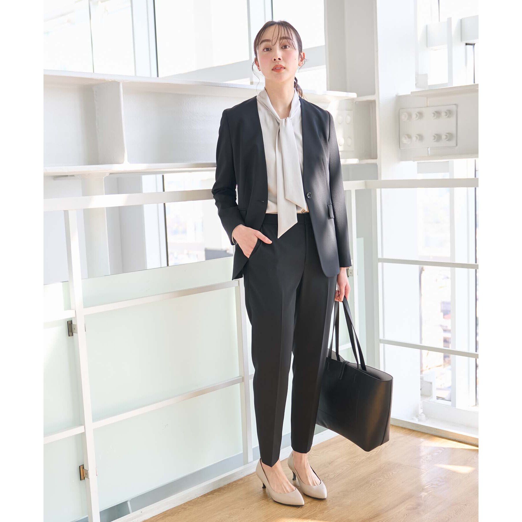 UNTITLED「【軽くて快適！】ウール混 ストレッチノーカラージャケット」|ノーカラージャケット|