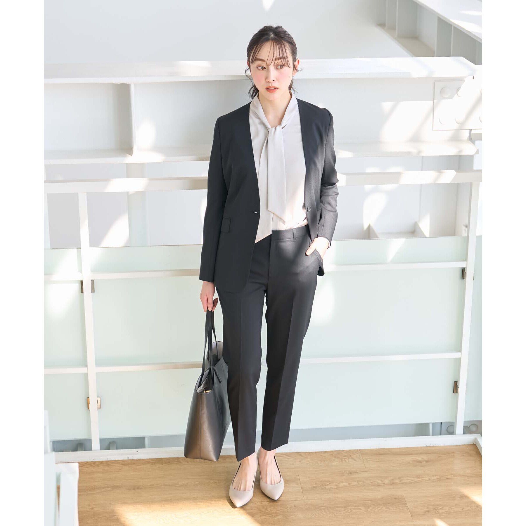 UNTITLED「【軽くて快適！】ウール混 ストレッチノーカラージャケット」|ノーカラージャケット|