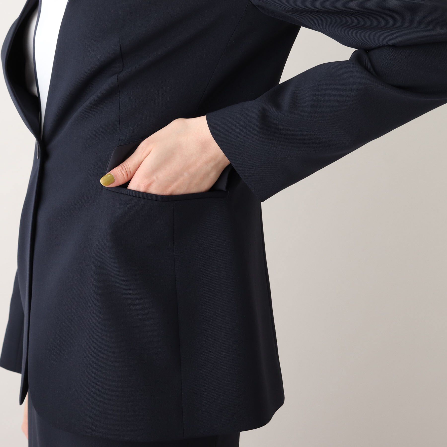 UNTITLED「【軽くて快適！】ウール混 ストレッチノーカラージャケット」|ノーカラージャケット|