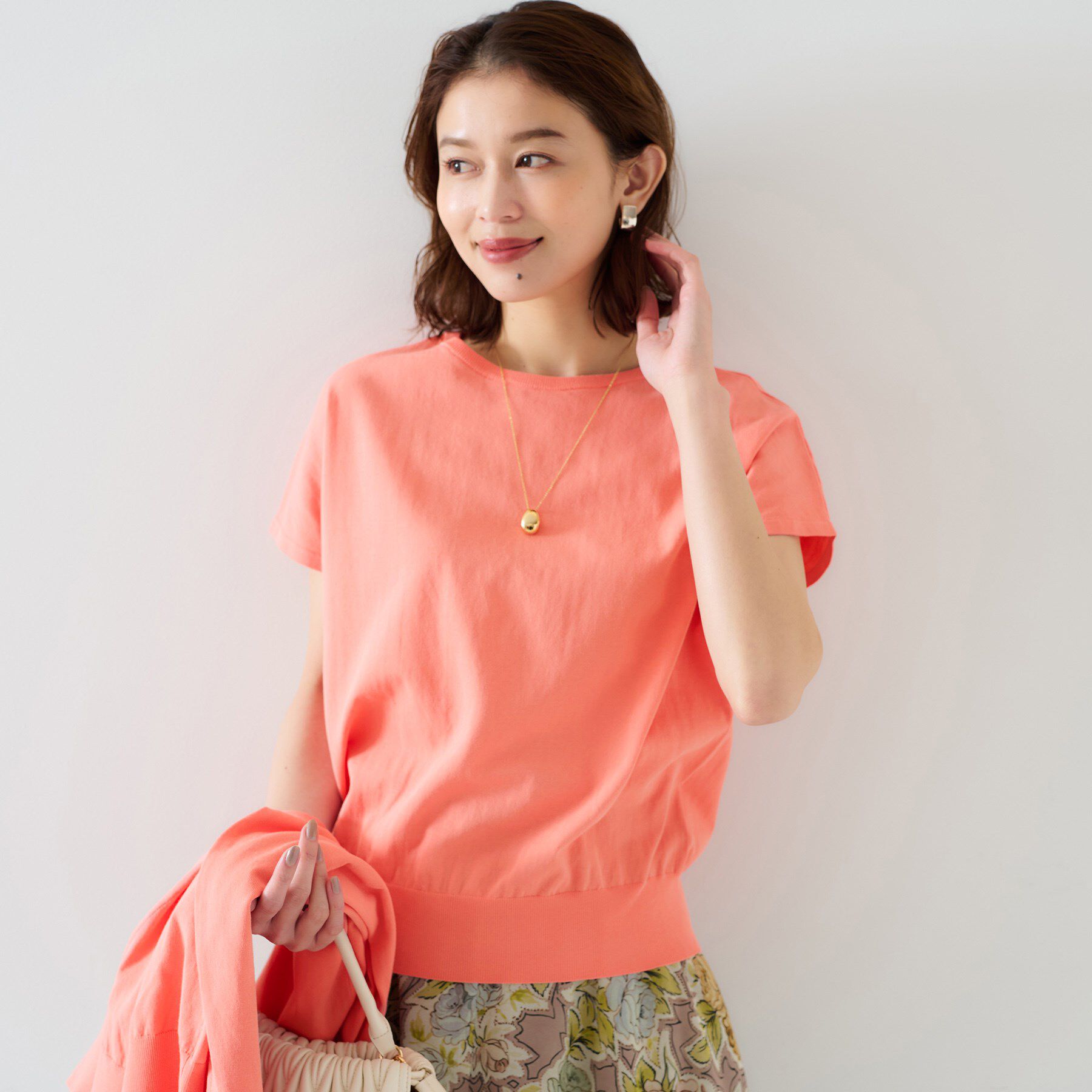 UNTITLED「【11色展開/コットン100/アンサンブル可能】 プルオーバーニット」|ニット・セーター|オレンジ(066)