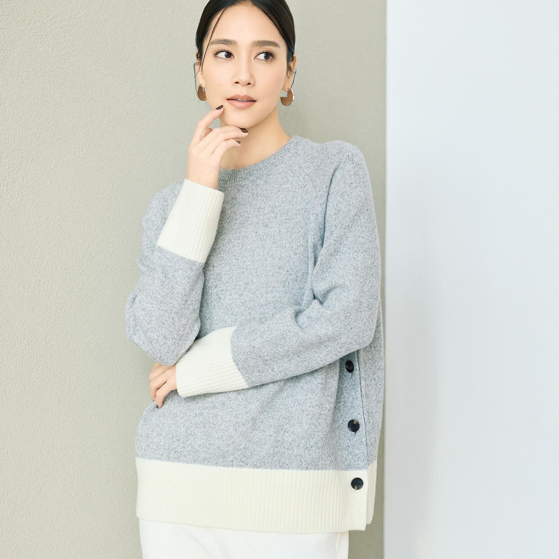 UNTITLED「【重ね着もおすすめ/洗える】ウールカシミヤ クルーネックニット」|ニット・セーター|グレー(412)