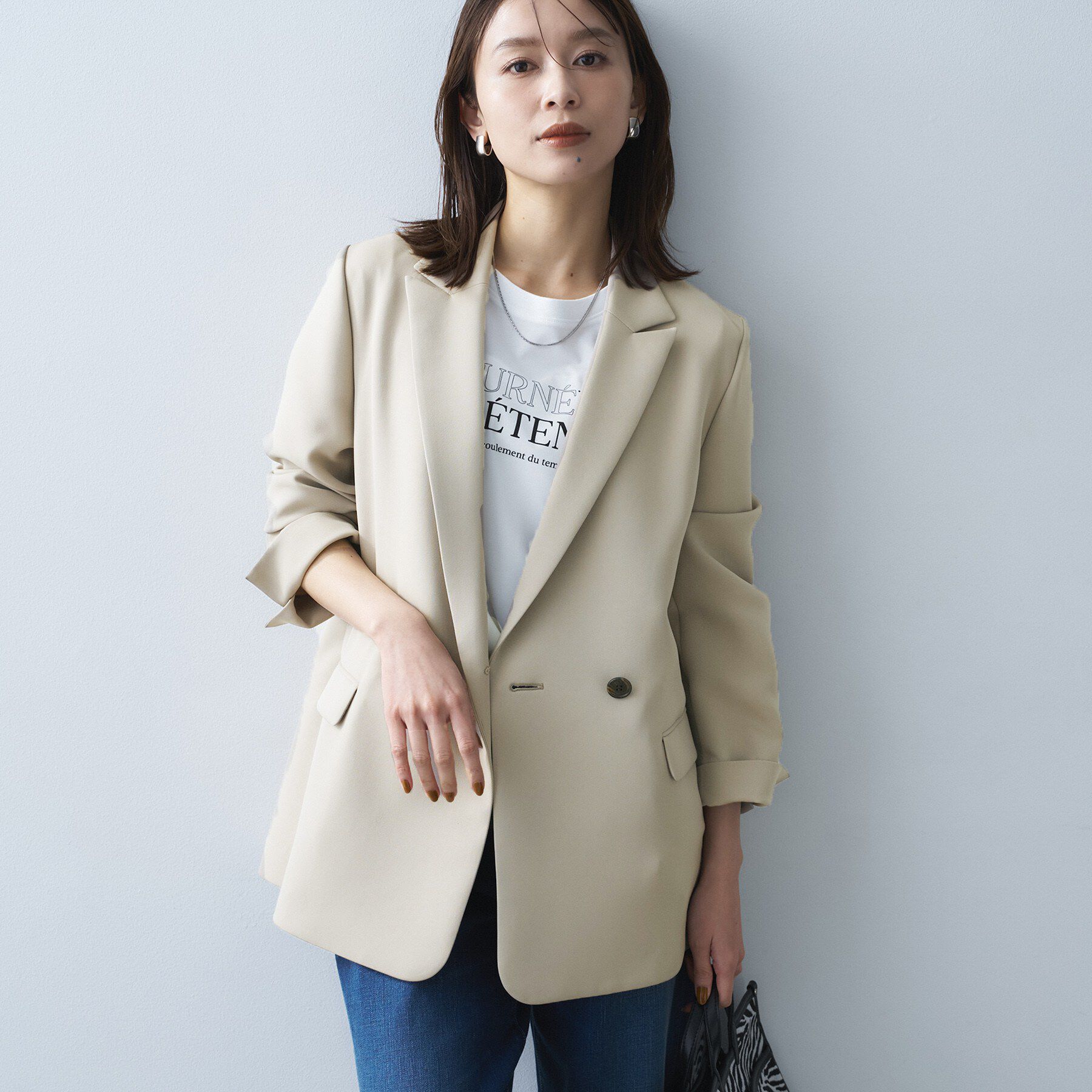 UNTITLED「【洗える/ストレッチ性】ダブルブレストジャケット」|テーラードジャケット|