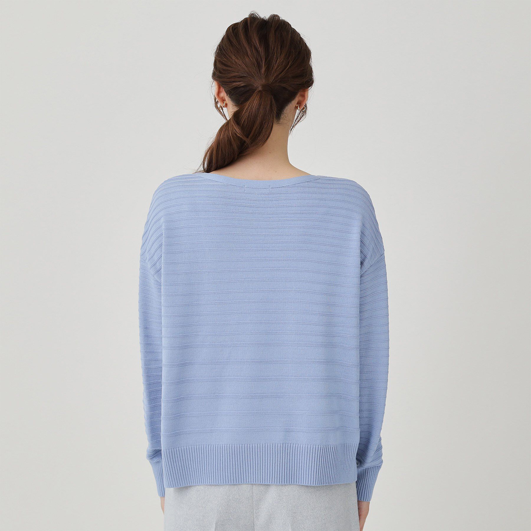 COUP DE CHANCE「【手洗い可／日本製】地柄ボーダーのニットトップス」|ニット・セーター|